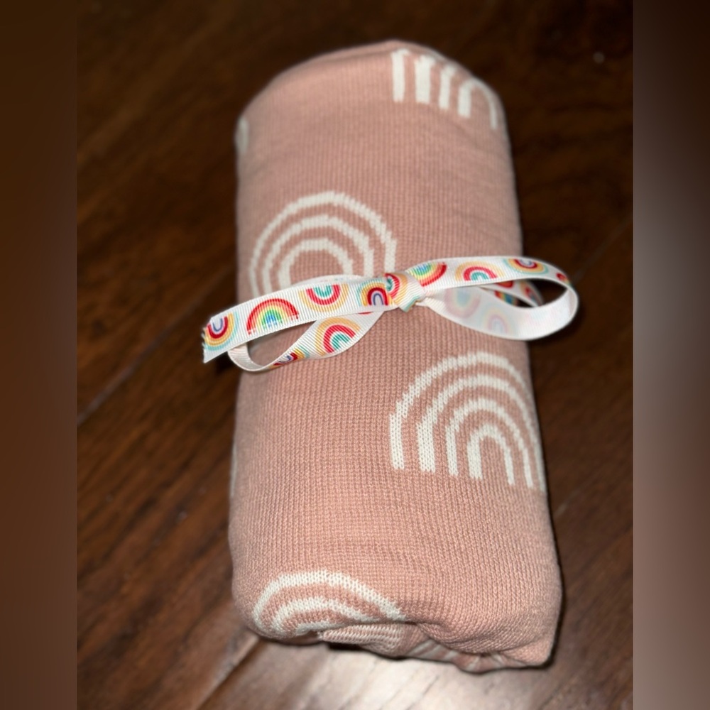 New Pink Rainbow knit Jacquard Baby Blanket
